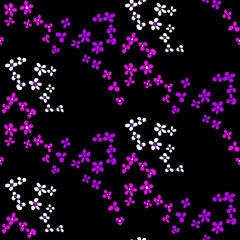 Vector seamless half-drop pattern, with  flowers