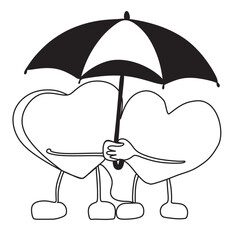 Two Hearts Continuous Line Drawing. Hearts Couple Trendy Minimalist Illustration.  Love Minimalist Contour Art. 