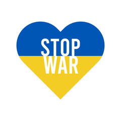 Stop war. Blue and yellow heart shape. Peace for Ukraine.Vector illustration, flat design