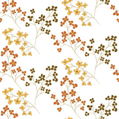 Vector seamless half-drop pattern, with  flowers