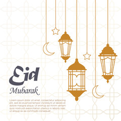 Outlined Vector illustration of Arabic lantern ornament. Suitable for design element of Eid Mubarak greeting template. Eid Mubarak theme background template.