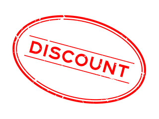 Grunge red discount word oval rubber seal stamp on white background