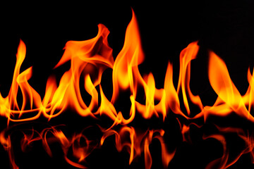 the burning flame from gas oil png high heat isolated on black background