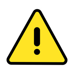 exclamation mark warning sign on yellow triangle,caution vector icon.