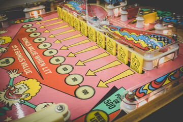 Old vintage pinball machine from the 1970s