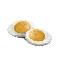 Hard Boiled Sliced Broken egg flat style with long shadow isolated on white background. breakfast 