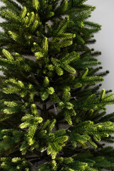 Green spruce branches. Artificial beautiful cast needles. Christmas Tree