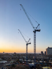 Fototapeta na wymiar Cranes on a construction site in London