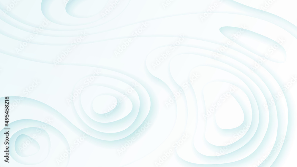 Poster white abstract wavy paper cut background with shadows, vector. modern design objects
