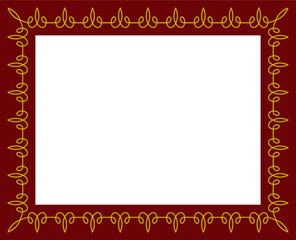 Yellow gold and brown red vintage vector background with elegant thin border frame and copy space for text. Poster, banner, label or package design