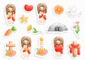 Happy Easter sticker, vector illustration