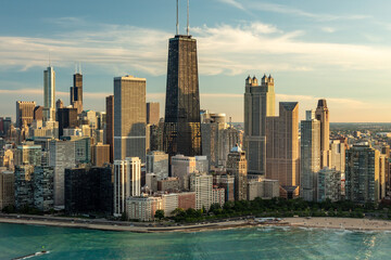Aerial Chicago Hancock Building Oak Street Beach USA