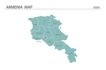 Armenia map vector illustration on white background. Map have all province and mark the capital city of Armenia.