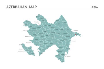 Azerbaijan map vector illustration on white background. Map have all province and mark the capital city of Cambodia.
