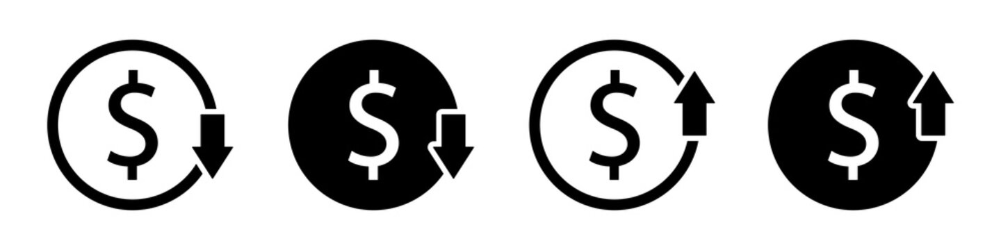 Cost increase and reduce icon symbol
