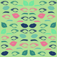 Naklejka premium beauty sphere,facial care,beauty studio,eyebrow and eyelash pattern,eyelash extensions,lips,painted lips,lipstick on the lips,eyebrow painting,eyebrows,eyelashes,eyebrow and eyelash master,eyelash typ