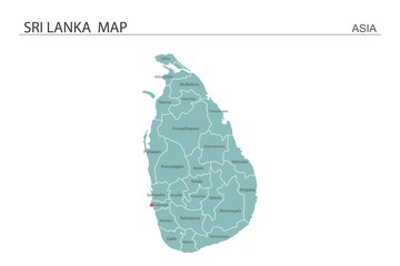 Sri Lanka map vector illustration on white background. Map have all province and mark the capital city of Sri Lanka.