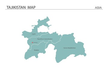 Tajikistan map vector illustration on white background. Map have all province and mark the capital city of Tajikistan.