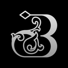Luxury letter b logo template in silver color. Modern trendy initial luxury b letter logo design. Royal premium letter b logo design vector template.