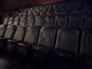 Seats in an empty cinema.