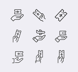 Avia Ticket vector icon set.