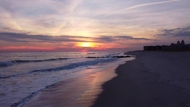 Sunset Aerial View Of Lido Beach In Long Island New York