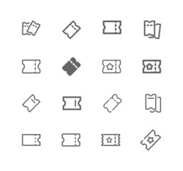 Ticket vector line icon set.
