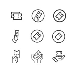 Ticket vector line icon set.