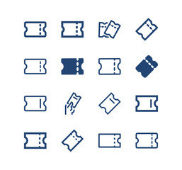 Ticket vector line icon set.