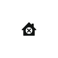 house with wrong mark icon. line style