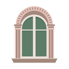 window with a round top. vector illustration. window close-up. exterior elements.