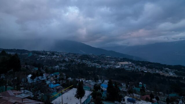 Timelapse of the City of Tawang, Arunachal Pradesh. This timelapse captures the city from day to night with the steep mountain ranges.