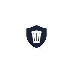 Obraz premium security shield icon. shield with trash can symbol. Concept of spam protection . gradient style outline Vector illustration, vector icon concept.