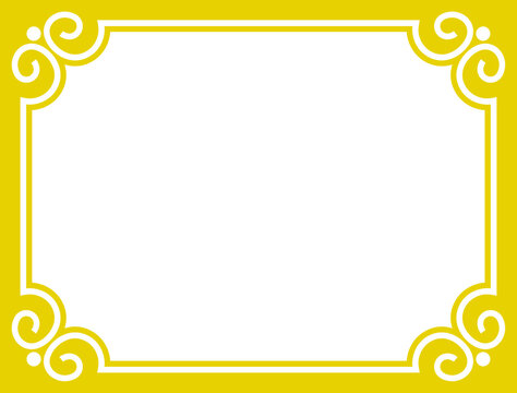 Yellow gold vintage vector shabby chic background with elegant thin border frame. Boho style poster, banner, label or package design