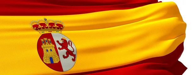 Foto op Canvas spanish flag waving on white background - close up - 3D rendering © Fox_Dsign