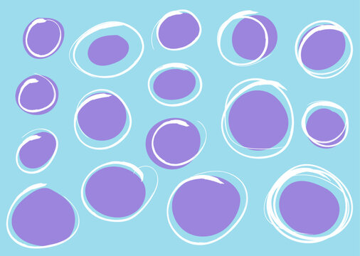 Tuschestrich - Kringel - Ring um Blasen, handgezeichnete Illustration, Vektorhintergrund