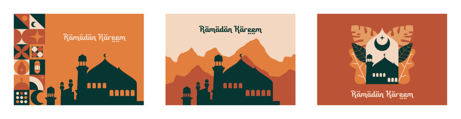 Ramadan Kareem. Islamic greeting card template wiph ramadan for wallpaper design, Poster, media banner. A set of vector illustrations. Ramadan collection vector.