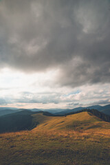 the light in the mountains breaks through the clouds Ukraine Carpathians