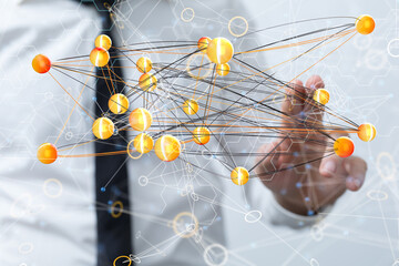 Abstract network of physical devices on the Internet using a network connection with statistics...