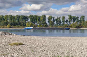 der Rhein bei Niedrigwasser,Rheinland,Deutschland