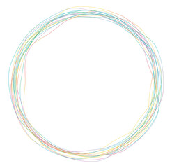 colorful vector illustartion of round brush painted ink stamp banner frame on white background	
