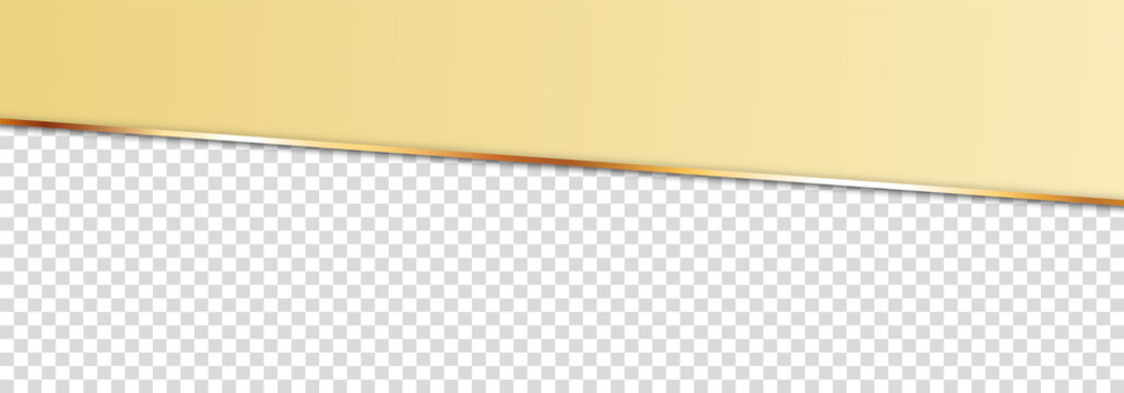 Long Yellow Ribbon Banner With Gold Frame With Transparent Place - Vector Design Element 