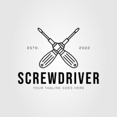 minimalist screwdriver electronic tool logo vector illustration design