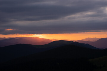 sunset in the mountains Ukraine Carpathians