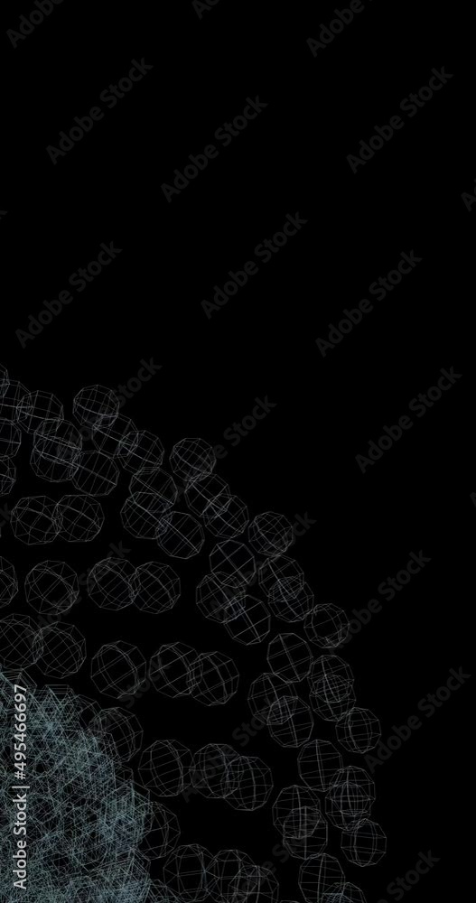 Poster technology abstract model in wireframe. abstract wireframe animation with copyspace. technology conc