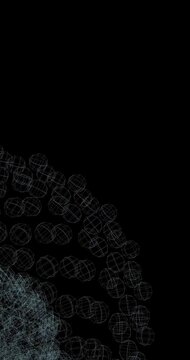 Technology abstract model in wireframe. Abstract wireframe animation with copyspace. Technology concept