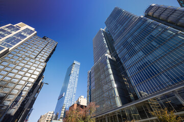 Fototapeta na wymiar Newly built high-rise residential buildings and office buildings on Varick Street in Lower Manhattan on November 24, 2021 in New York City NY USA.