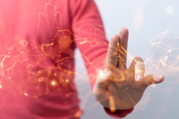 Global network. Blockchain. 3D illustration. Neural networks and artificial intelligence. Abstract