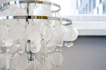 Contemporary Crystal Chandelier. Close up on the crystal of a contemporary chandelier.