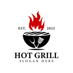 Barbeque Hot Grill Icon Logo Design Element